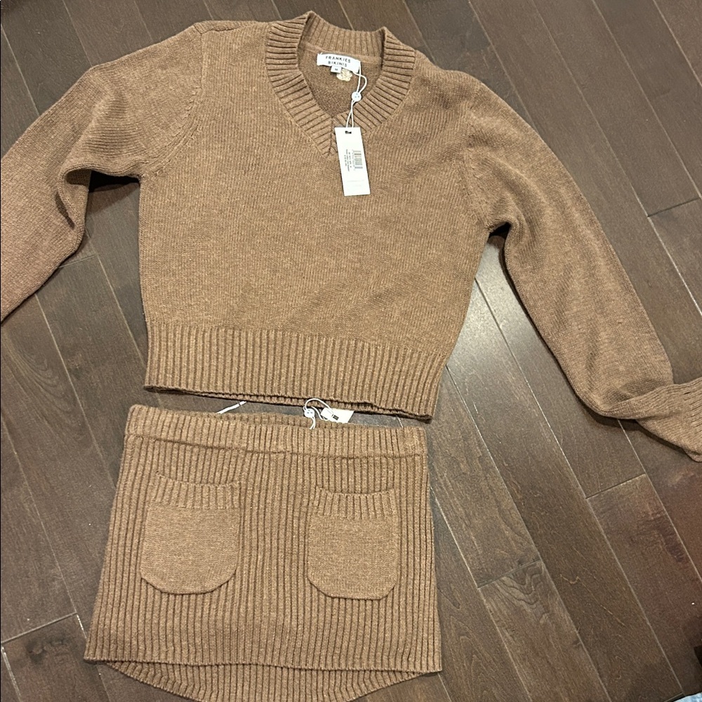 Frankie's Bikinis Brown Knit Skirt Set
